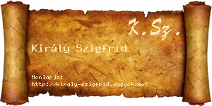 Király Szigfrid névjegykártya